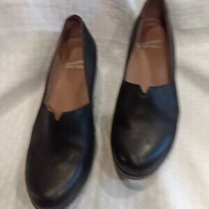 Dansko Nina Wedge Slip On Black Leather Size 37/7 Casual Comfort Work Or Play
